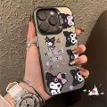 Cartoon Sanrio Cute Kuromi Phone Case Compatible for IPhone 11 15 12 13 14 Pro Max X XS Max XR Luxury Plating Metal Button Lovely Kuromi Silicone Shockproof Soft Cover. 