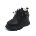 2021 Winter New Children's British Booties, Boys' Fashion Fleece Martin Boots, Girls' Side Zipper Soft Sole Cotton Boots. 
