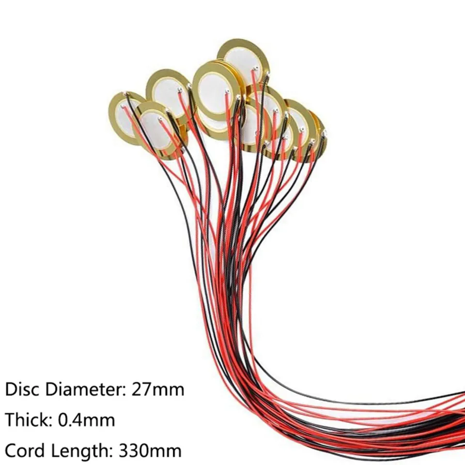 Lot 20 Disques Piézo 27 Mm Avec Fils – Pickup Buzzer, Trigger Batterie, Micro Contact DIY