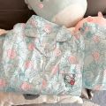 Sanrio Hello Kitty Pajamas Pants Kawaii Pijama Y2k Pyjama Pink Fluffy Suit Long-sleeved Trousers Onesize Cardigan Outfit Women.