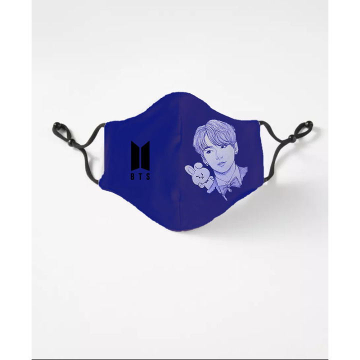 BTS Three Layer Face_Mask For Men And Women Free Size With Adjustable Ear Loop And Digital Femal Print flower Bts Face_Mask Design Red Black White Multicolorful Print Anime Cartoon Formal And Casual Face_Mask