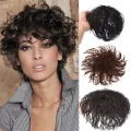 Black Fringe Brown Women Cover White Hair Hair Extensions Clip In Bangs Toupees High Temperature Fiber Topper Fake Hair Piece 3D Hair Bangs Corn Curly Bangs Head Top Wig Block. 