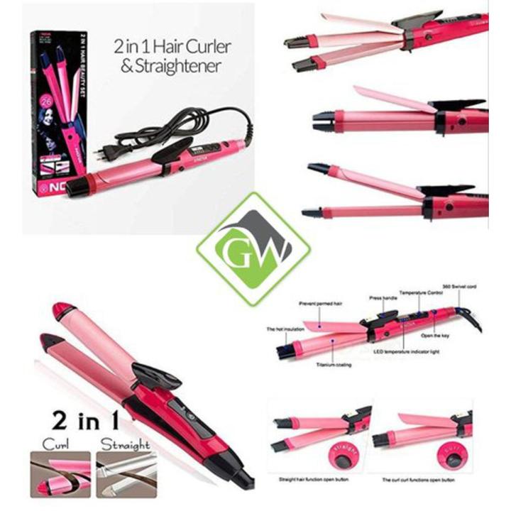 Nova Professional 2 In 1 Hair Curler & Straightener Large Size Model 1818