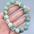 Seiko Flat Mouth Natural White Jade Bodhi Gradient Floating Flowers Old Barrel Beads Single Circle Bracelet Pliable Temperament Men and Women Rosary. 