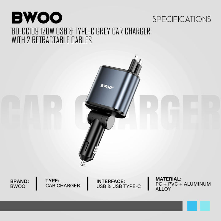 BWOO%20BO-CC109%20120W%20USB%20&%20Type-C%20Grey%20Car%20Charger%20With%202%20Retractable%20Cables%20-%20Image%202