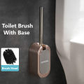 Panda Online Wall Mount No Drill Stainless Steel Toilet Brush with Holder Hideaway Bathroom Brushes Scrubber with Base Opening Closing Lid.