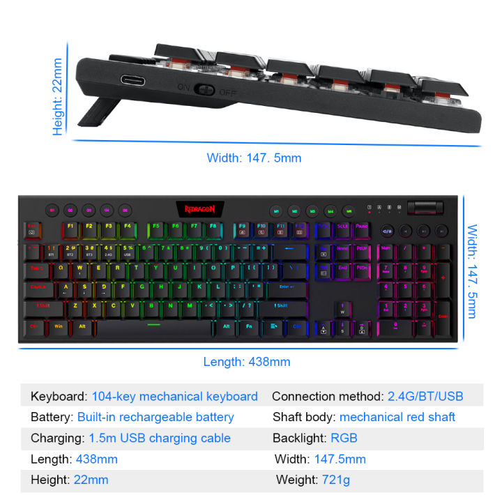 REDRAGON%20Horus%20K618%20RGB%20support%20Bluetooth%205.0%20wireless%20USB%202.4G%203%20mode%20Mechanical%20Gaming%20Keyboard%20104%20Keys%20for%20Compute%20PC%20Laptop%20-%20Image%206