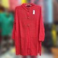 Women  Jacquard Fashion Design Front-Open Sweater long  Sweater light ash. 