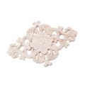 Harmony 2 Pcs Rubber Wood Carved Long Applique Unpainted Flower Walls Cabinets Door Decor Wood Color, 21X15cm & 15cm Type B.