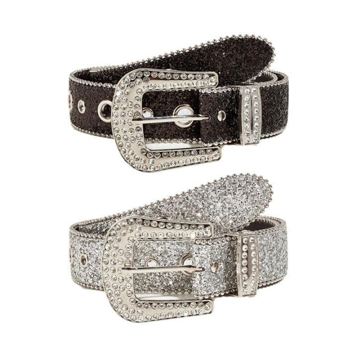 Goth for rhinestone Belts Women PU Leather Strap for rhinestone