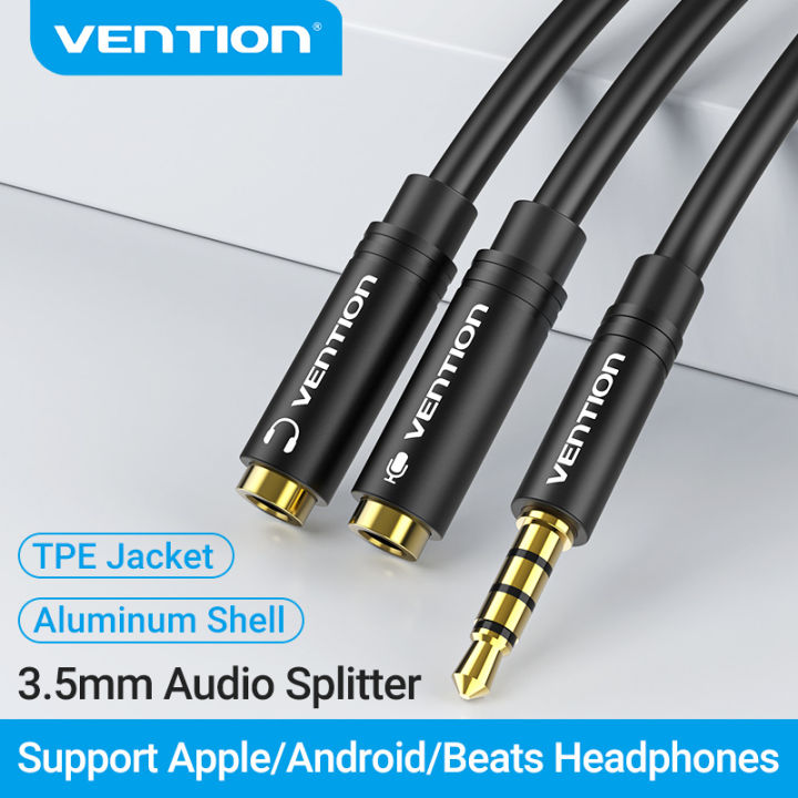 Vention 3.5mm Jack Splitter for Audio and Mic Earphone Extension Cable Trrs AUX for Headphone Microphone Speaker Headset 3.5mm Male to 2 Female Y Splitter Cord
