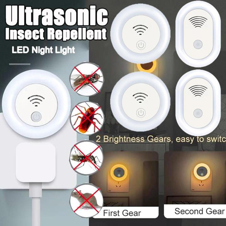 Ultrasonic Insect Repellent Night Light Pest Repellent Electronic Rodent Exterminator Indoor Rodent Cockroach Mosquito Bug Repellent Night Light