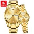 OLEVS Fashion Watches Couple Watch Stainless Steel Calendar Waterproof Business Quartz Watch For Men Women - 5563  (2 Piece). 