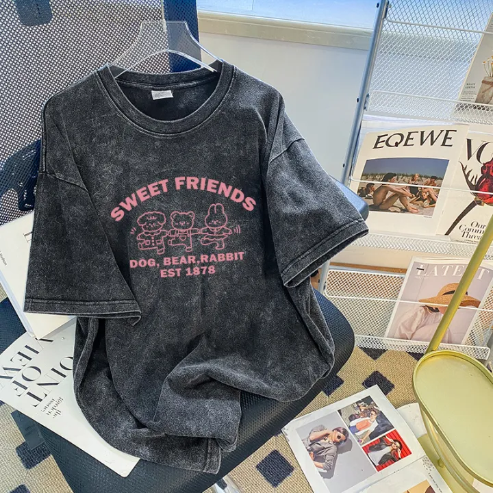 Washed%20Old%20Cotton%20Short%20Sleeve%20Breathable%20Trendy%20Cool%20Printing%20T%20T-shirt%20Women's%20Summer%20New%20Casual%20Loose%20Half%20Sleeve%20Top%20Clothes%20-%20Image%209