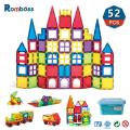 52 PCS Big Size Magnetic Construction Building Blocks Sets Montessori Educational Toys DIY 3D Magnetic Tiles for Kids Gifts. 