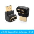 Hdmi মেল থেকে ফিমেল 90 ডিগ্রি l শেপ চেঞ্জার অ্যাডাপ্টার/পিসি মনিটর-কালো. 