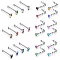 40/60 Piece/Set Crystal Surgical Steel Nose Stud Pack Nose Piercing Straight Nose Ring Set Ear Bone Needle Studs Body Jewelry.