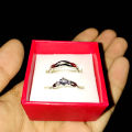 Version Zircon Royal Diamond Cut Silver Couple Rings For Valentines Gift.