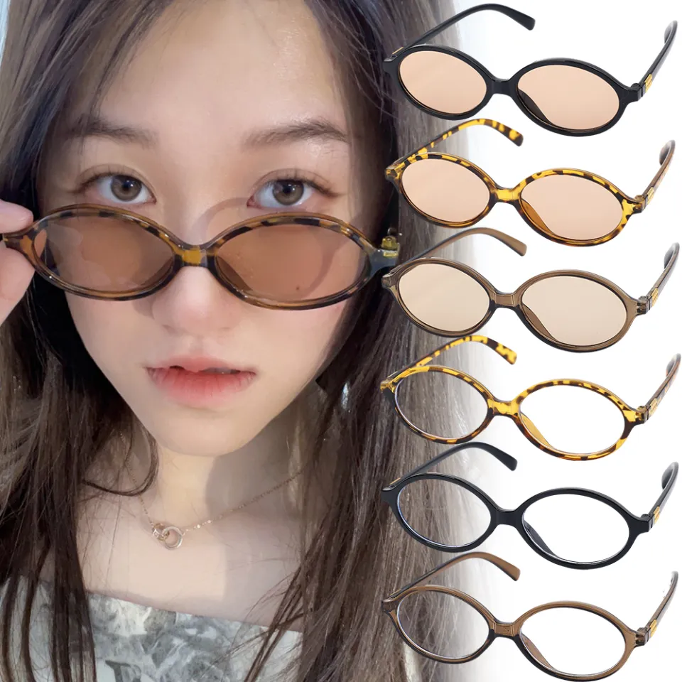 Oval Small Frame Retro Female Plain Glasses Anti-blue Light