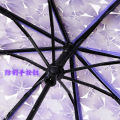 Transparent Tri-fold Floral Umbrella.