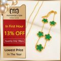 3Pcs Luxury Five Leaf Flower Pendant Necklace Earrings Bracelet for Women Gift Trendy Stainless Steel Jewelry Sets 2023 New.