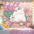 Cute Cartoon CureinsWind Xiaohongshu Bedroom Background Cloth Wall Cloth Live Tapestry Bedspread Decorative Canvas. 