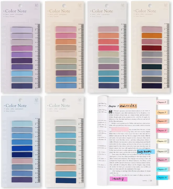 Morandi Sticky Tabs Book Tabs for Annotating Books Aesthetic Index Tabs Sticky Notes, Page Markers, Translucent, Writable, Repositionable, for Classify File, Filing Products Supplies