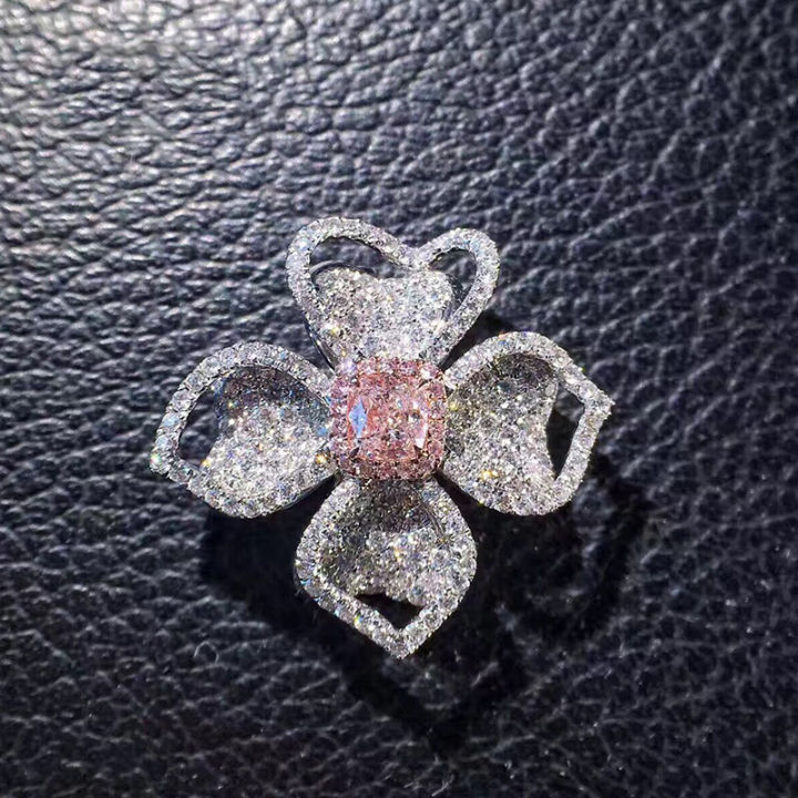AliExpress%20fashion%20luxury%20light%20luxury%20group%20set%20pink%20diamond%20ring%20women,%20clover%20flowers,%20European%20and%20American%20full%20diamond%20rings%20-%20Image%204
