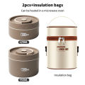304 Stainless Steel Bento Lunch Box Set Keep Warm Container With Insulated Bag. 