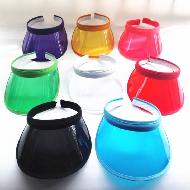 New%20PVC%20Plastic%20Sun%20Visor%20Hats%20Women's%20Large%20Brim%20Candy%20Casual%20Windproof%20Caps%20For%20Cycling%20UV%20Protection%20Sunscreen%20Hats%20-%20Image%202
