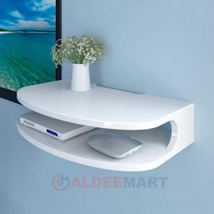 Modern Wall Mounted Media Console Floating TV Shelf TV Stand Bracket/Holder/Stand for WiFi Router TV Box Set Top Box Speaker Streaming Device Game Console (Color : White)