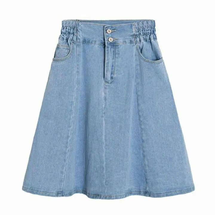 Spring%20Denim%20Skirt%20Women%20plus%20Size%20High%20Waist%20Anti-ExposureaElastic%20Waist%20Mid-Length%20Pleated%20Skirt%20FatMMOutfit%20-%20Image%204