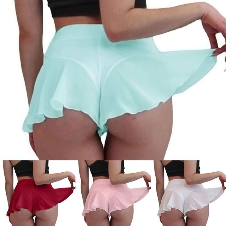 Summer%20High%20Waist%20Women's%20Shorts%20Ruffle%20Thong%20G-strings%20Pole%20Dance%20Hot%20Short%20Pant%20Girl%20Lingerie%20Panties%20Yoga%20Short%20Skirt%20-%20Image%205