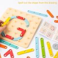 Children Wooden Geoboard Toys Nail Board Geometric Column Set Construction Puzzle Geometric Pegboard Montessori Sensory Toy.