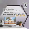 Swing Arm Lamp LED Desk Lamp with Clamp Eye-Care Dimmable Light 3 Color Modes Modern Architect USB Clip-on Table Lamp For Study.
