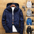 Men Windbreaker Solid Color Strong Wrinkle Resistance Windbreaker.