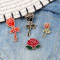 Fashion Flower Lapel Pin Women Badge 2PC Red Black Rose Design Metal Brooch Pins Couple Romantic Gift Dating Wedding Jewelry.