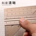 4 PCS Metal Ruler Set Square Ruler Triangle Protractor Metal Ruler Set Measure Draw School Office Supplies Scale Ruler Stationery.