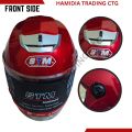 STM Unisex Open Face Motorcycle Helmet High-Security Sleek Design - Red/Black. 