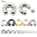 Alisouy 1pc Big Large Size Captive Bead Nose Ring Ear Plug Expander Guauge Male Genital BCR Hoop Earring Piercing Body Jewelry.
