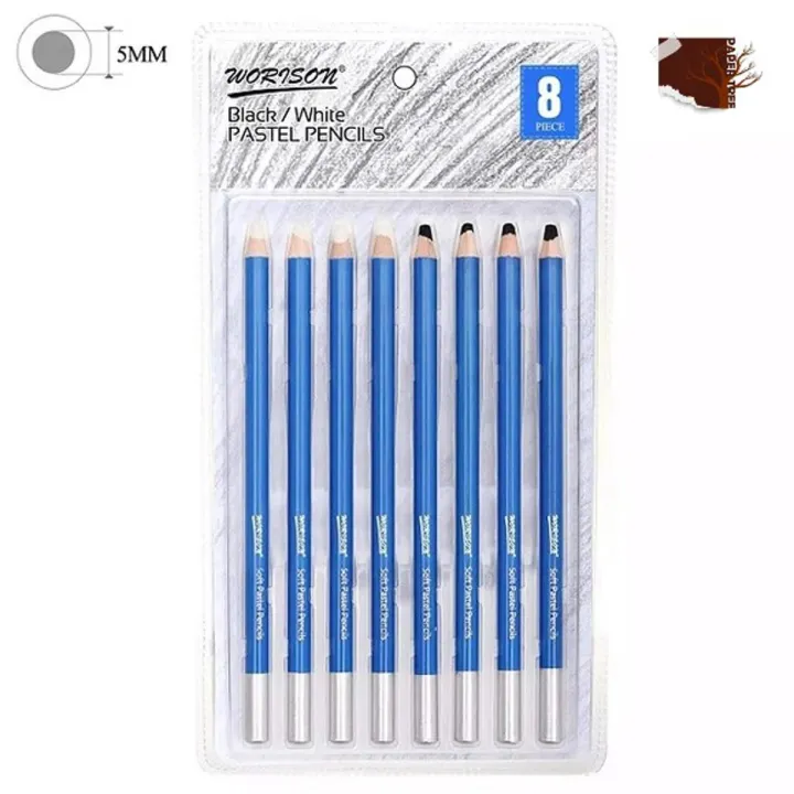 WORISON%20Artist%20Black%20&%20White%20Pastel%20Pencil%20Set%208%20Pcs%20for%20Sketching%20&%20Shading%20-%20Image%202