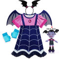 Halloween Vampire Disguise Clothing Child Disney Junior Vampirina Dress with Wings Gloves Girls All Saints' Day Kids Costume.
