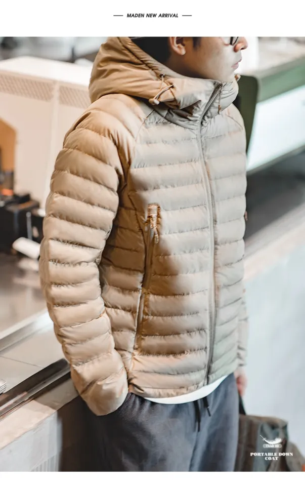 Maden Light Weight Duck Down Jacket hooded Basic Winter Coat for