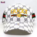 White Embroidery logo Cotton Curved Visor Cap.