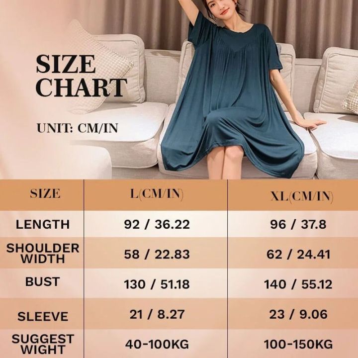 Super%20Soft%20Comfortable%20Short%20Sleeve%20Loose%20Pajama%20Dress%20Female%20Korean%20Loose%20V-Shaped%20Long%20Nightdress%20Modal%20Bottoming%20Night%20Shirt%20-%20Image%208