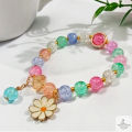 Attractive Multicolor Crystal Stone Bracelet With Daisy Flower For Women. 