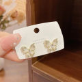 1Pair Light Luxury Rhinestone Butterfly Sweet Stud Earrings Piercing Jewelry BAWEI. 