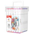 Deli E70803-36 Dual Tip Alcohol Art Marker Set Fine and Chisel Nibs.