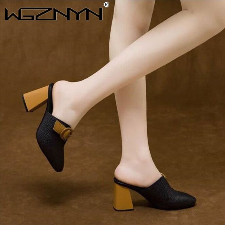 Women%20High%20Heeled%20Platform%20Half%20Slippers%20Leather%20Mules%20Femme%20Pointed%20Toe%20Feminino%20Office%20Ladies%20Chaussure%20Elegant%20Backless%20Shoes%20-%20Image%205