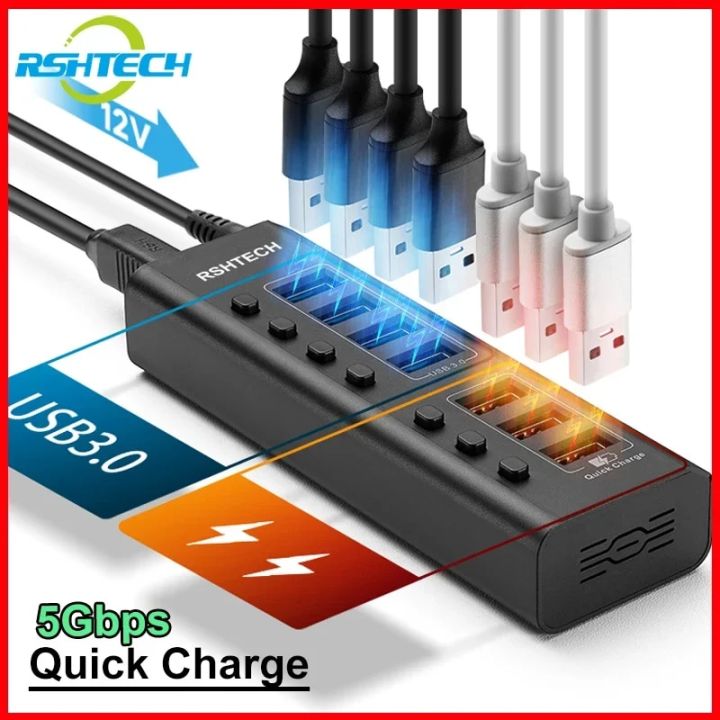 RSHTECH%20USB%20Hub%20Multi%20USB%20Splitter%207Ports%20Multiple%20Expander%203.0%20Hub%205Gbps%20Data%20Transfer%20QC3.0%2036W%20Individual%20On/Off%20Switches%20-%20Image%202